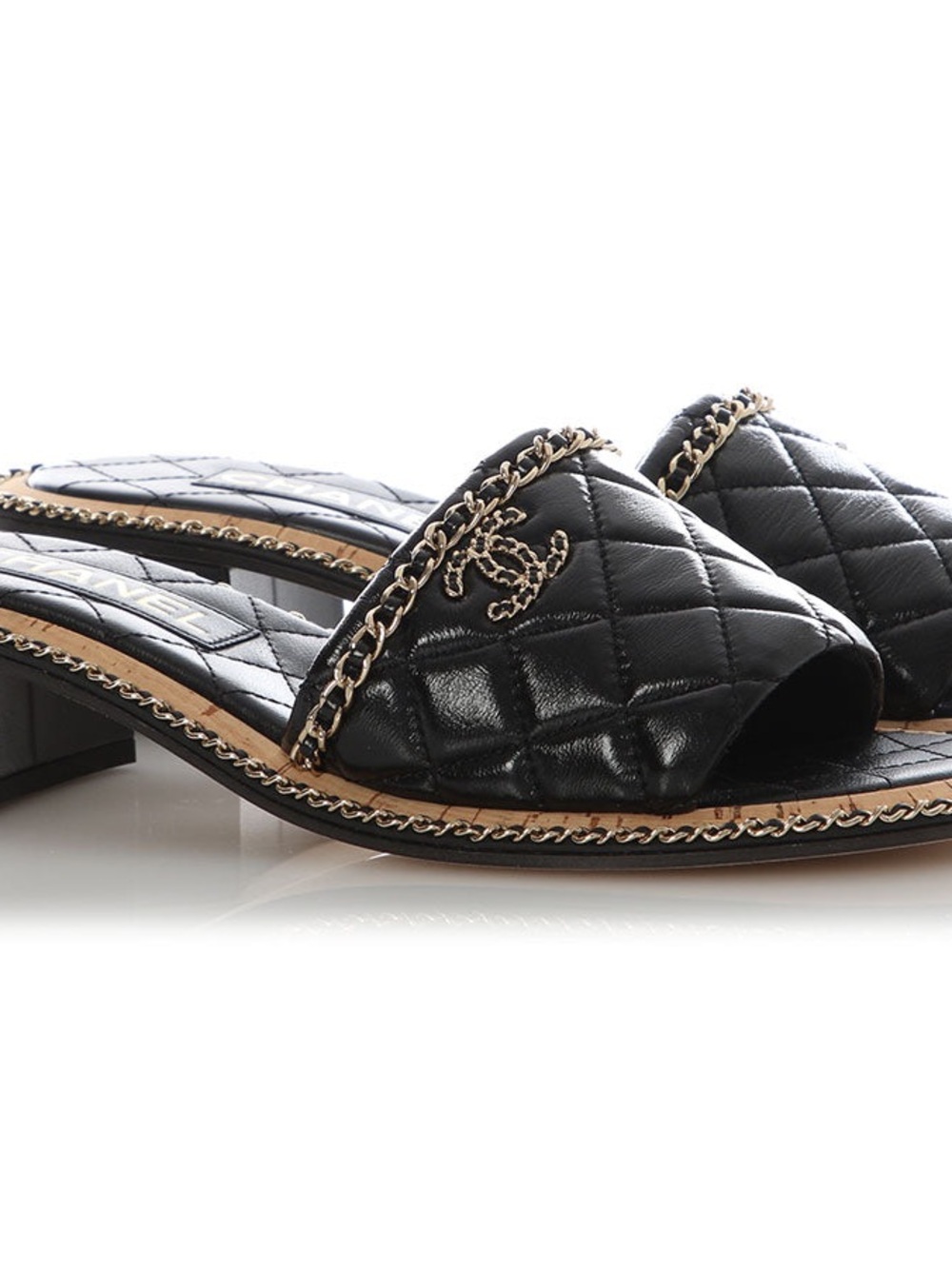Chanel black quilted leather chain slide - Picture 4 of 6
